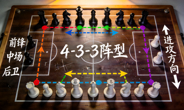 足球战术板上摆放着棋子与跑位标记,用于讲解比赛阵型